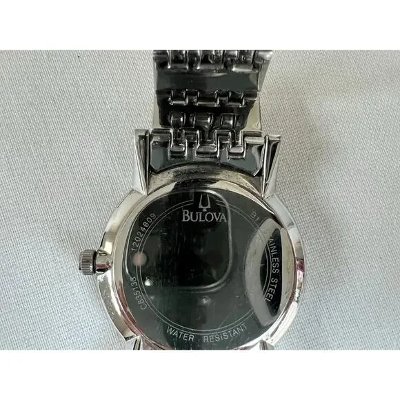 Bulova Men’s Quartz Dress Watch Stainless Steel Silver Tone White Dialc835133